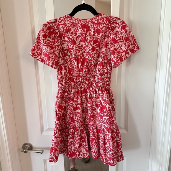 New Anthropology The Somerset Mini Dress Size XSP Color Red Pink - Picture 6 of 7